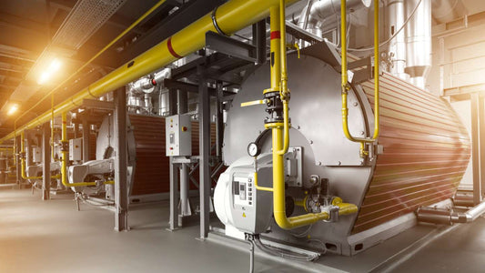 A boiler room in an industrial facility.