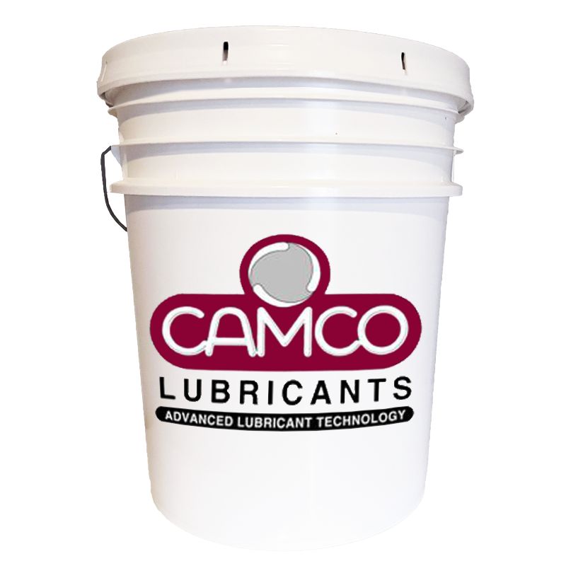 A 5 gallon pail of CAMCO Lubricants Food Grade Synthetic Gear Oil ISO 320