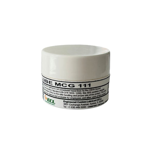 A jar of Christo Lube MCG 111 grease.