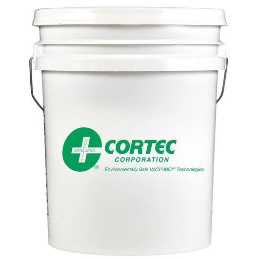 Close up of a generic Cortec 5 gallon pail.