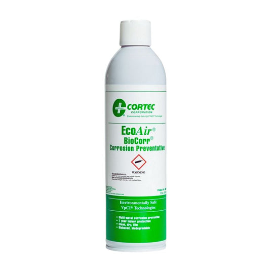 Cortec EcoAir BioCorr corrosion preventative spray bottle on a white background