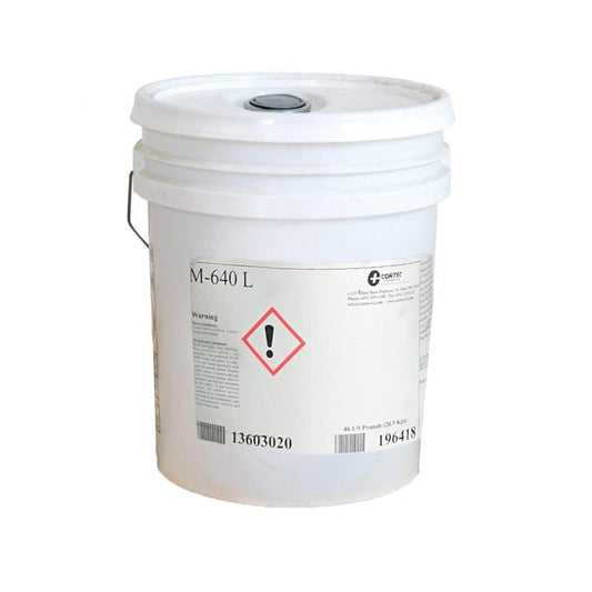 A pail of Cortec M640L anti rust additive for engine coolants