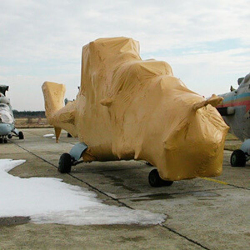 A military vehicle wrapped in MilCorr Anti Rust film
