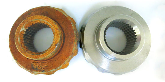 Rusted metal part versus rust free metal part protected with Cortec anti rust VCI volatile corrosion inhibitor 