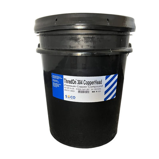 Black bucket of threadon copperhead compound.