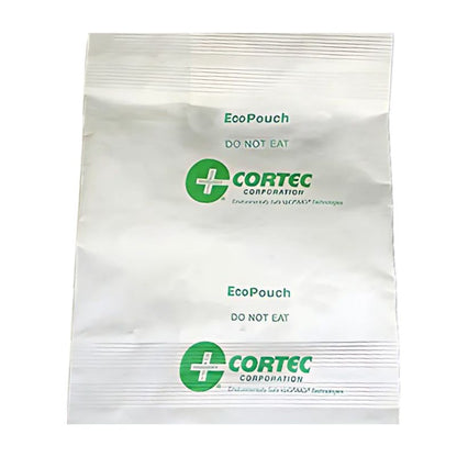 Close up of a pouch of Cortec EcoPouch anti rust emitter