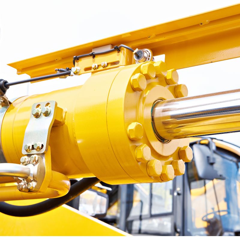 Hydraulic cylinder of front loader.