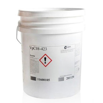 A 5 gallon pail of Cortec VpCI-423 rust remover.