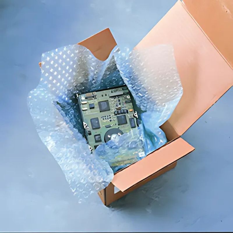 Fragile components wrapped in VCI bubble wrap