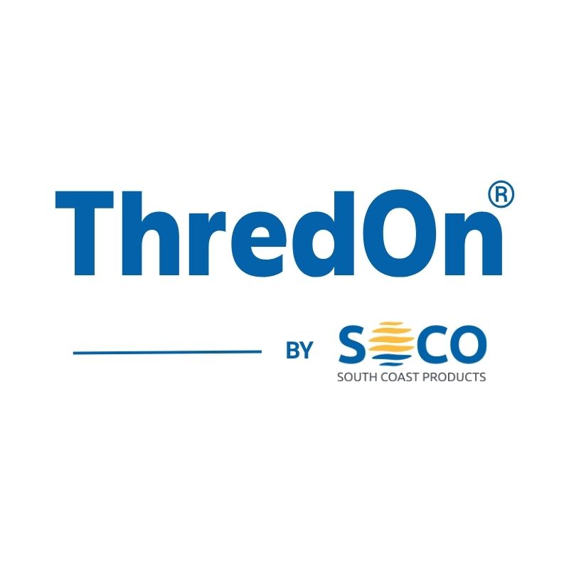 ThredOn logo in blue with 'BY SOCO SOUTH COAST PRODUCTS' underneath on a plain white background.