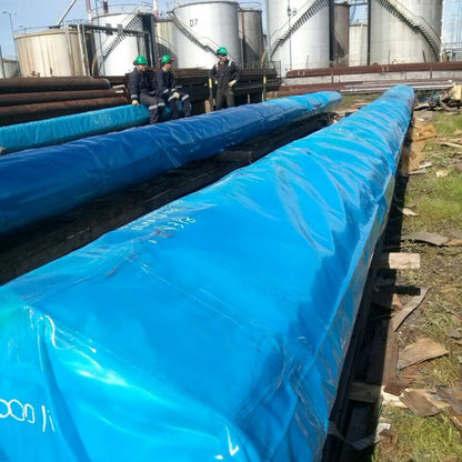 Outdoor pipes in oil and gas facility covered with Cortec VpCI-126 HP UV for outdoor applications.