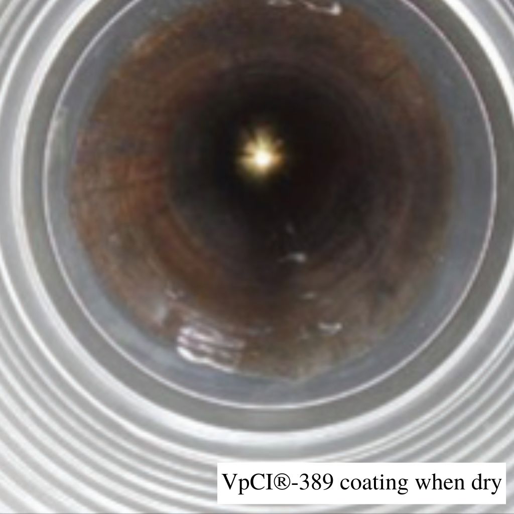 VpCI-389 coating when dry inside a pipe.