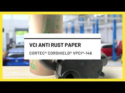 Cortec Corshield VpCI-146 is a premium corrosion inhibiting paper, made from neutral natural coated with vapor phase corrosion inhibitors, for protection of ferrous and non ferrous metals. Will keep parts rust free. Make sure your metal parts are clean and dry before wrapping. Wrap the part, fold the edges and tape so there is no free airflow. Also ideal for using as liners.  When parts are removed they are dry and ready to use. Recyclable. Available in rolls and sheets in multiple sizes. 